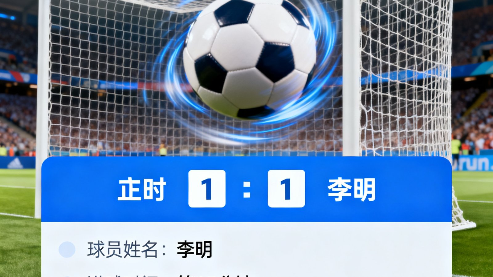实时比分弹窗展示进球动画与球员信息
